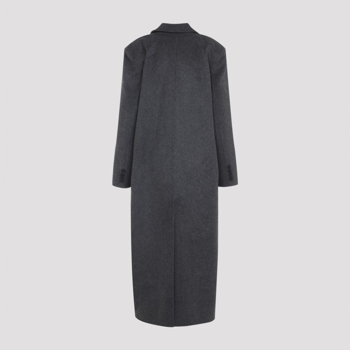 The Frankie Shop Dark Grey Melange Wool Double Breasted Coat