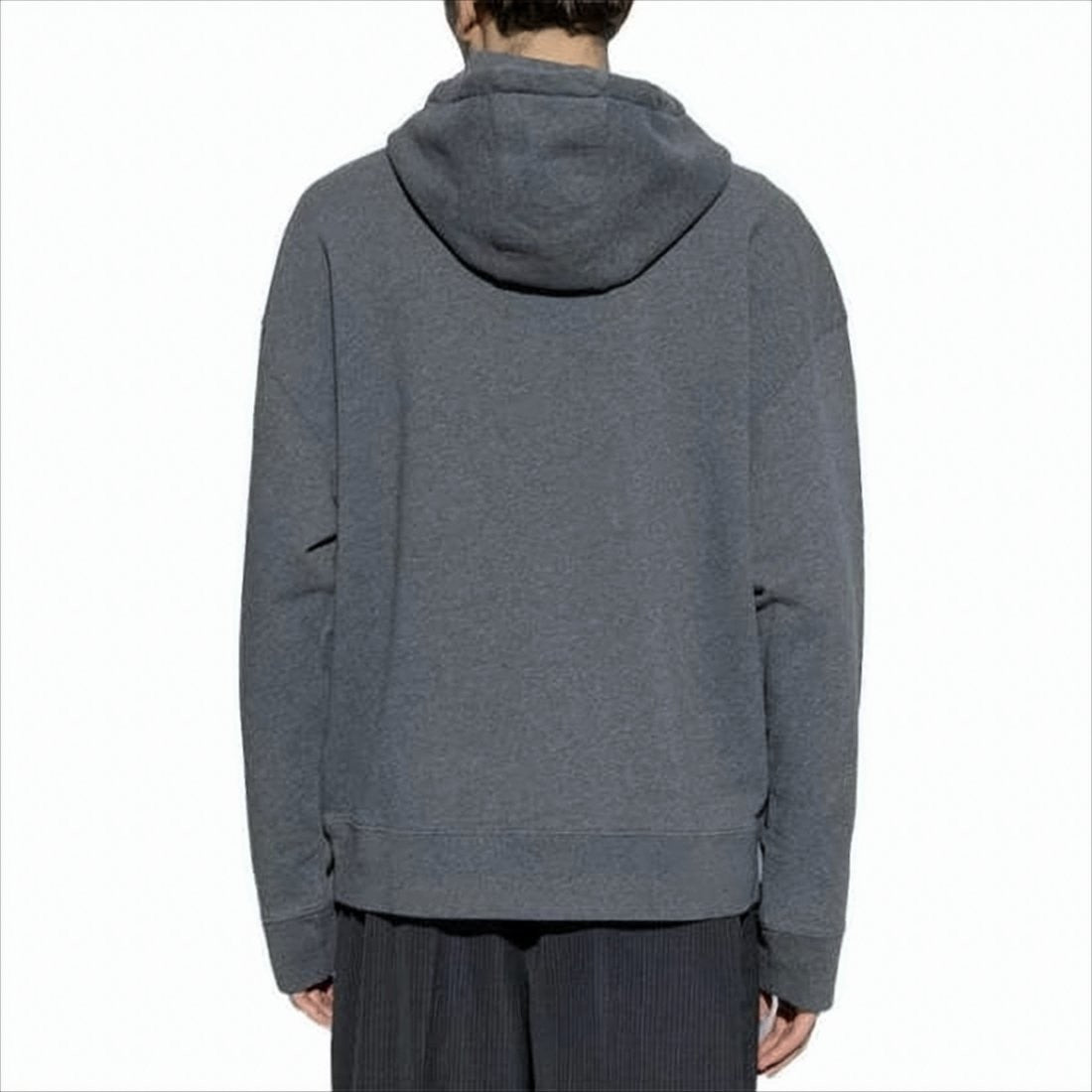 Maison Kitsuné Relaxed Fit Grey Cotton Hoodie With Embroidered Emblem