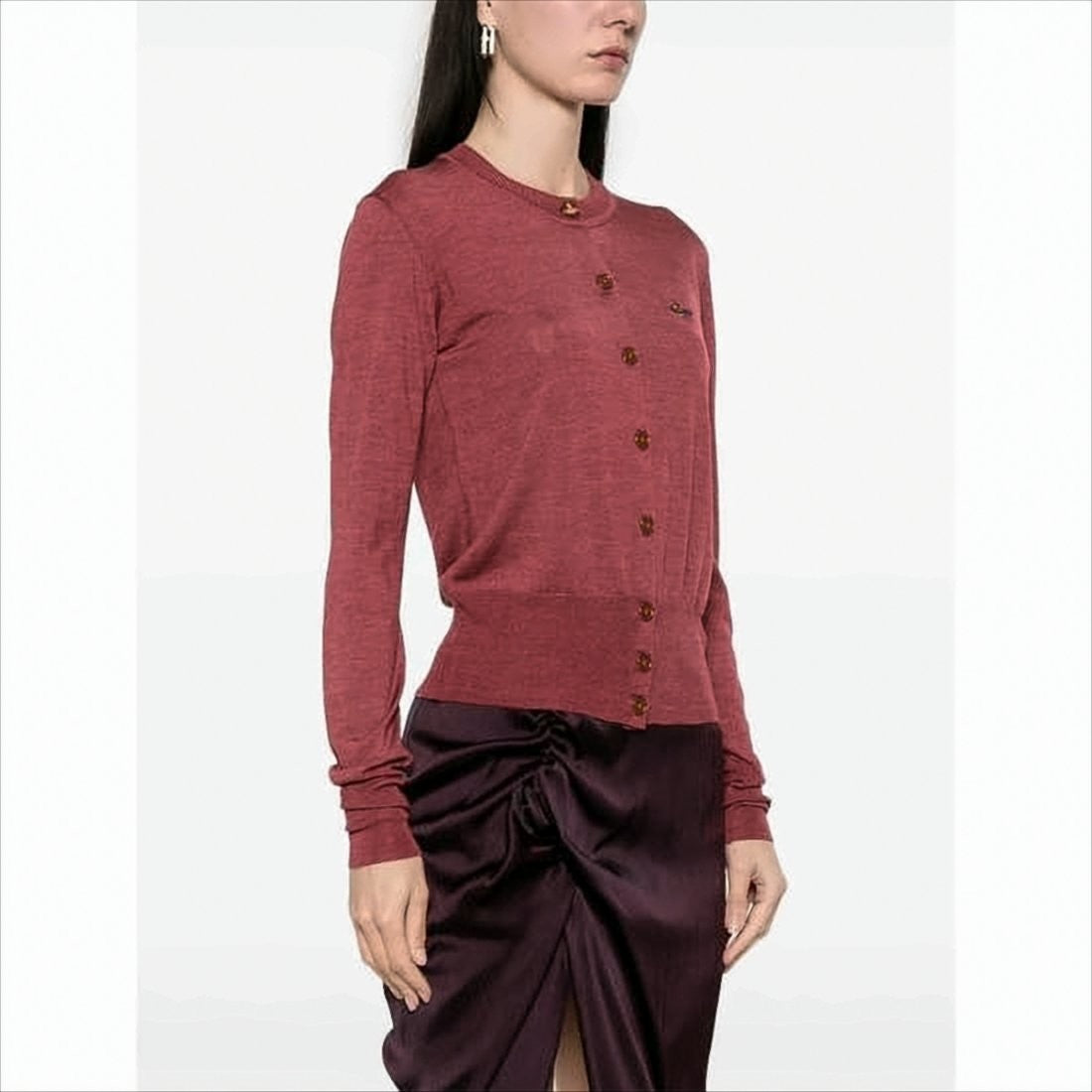 Vivienne Westwood Fitted Red Knit Cardigan With Button Closure