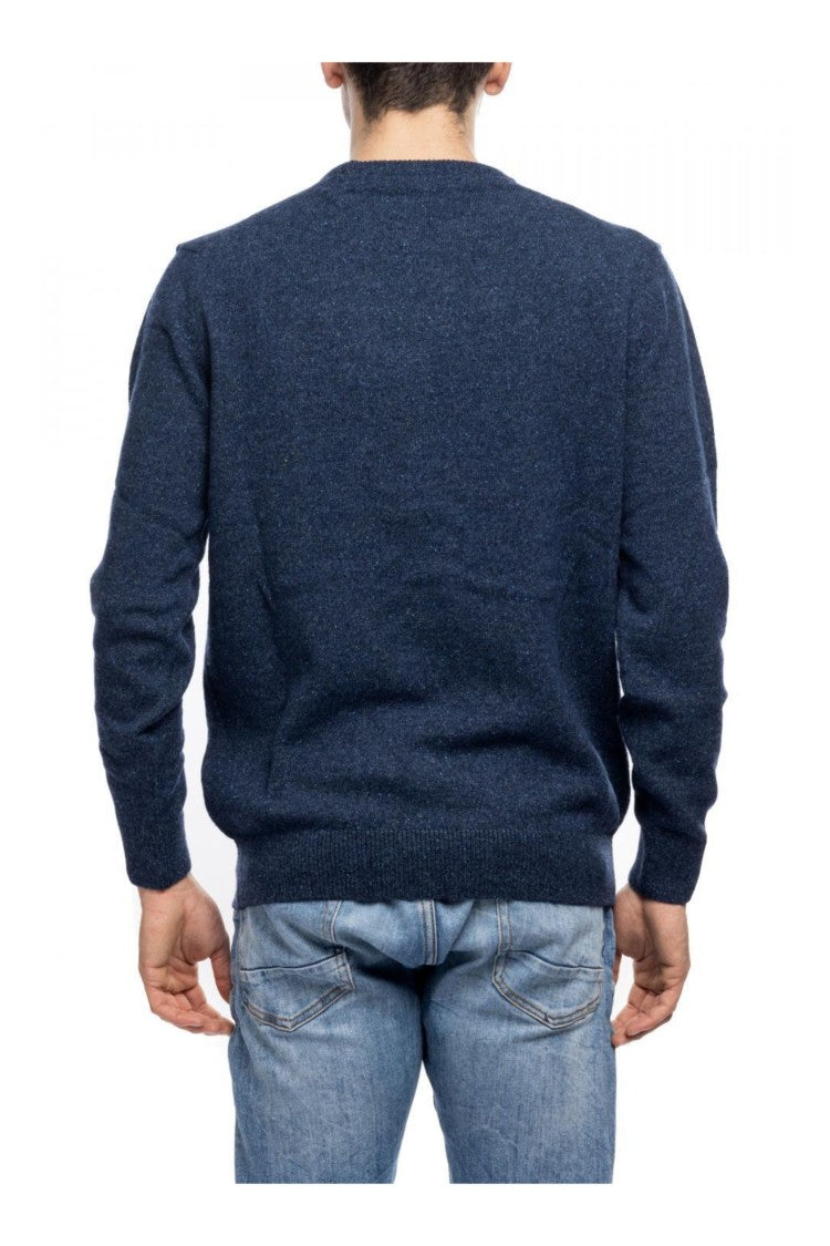 Barbour Ribbed Crew Neck Knit Sweater In Blue Blend
