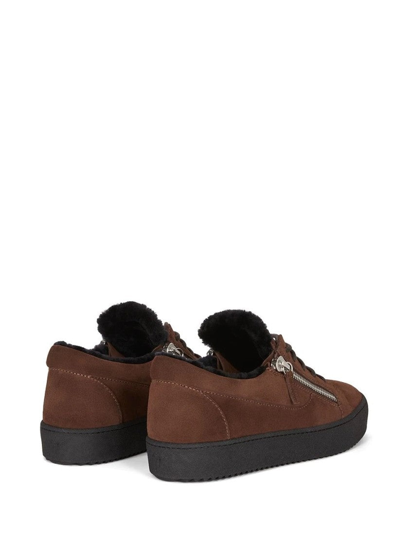 Giuseppe Zanotti Suede Low Top Trainers With Silver-Tone Accents
