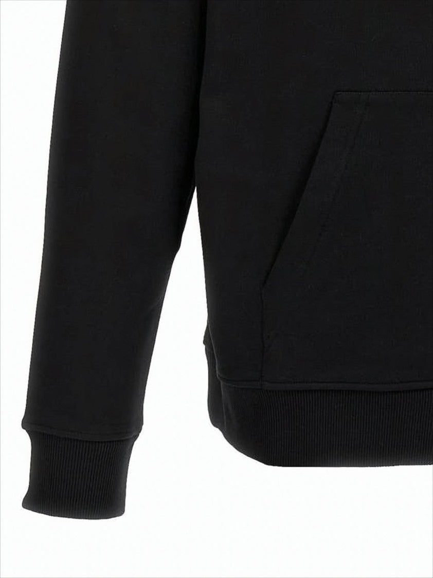 Balmain Minimalist Black Hoodie With Drawstring And Front Pocket