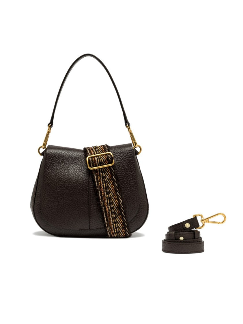Gianni Chiarini Structured Brown Maxi-Grain Leather Helena Round Handbag