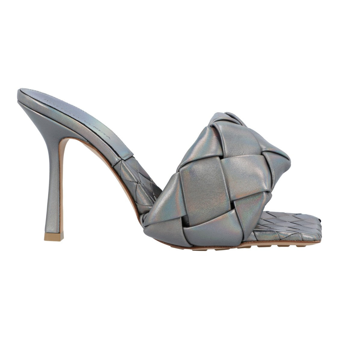 Bottega Veneta Metallic Grey Lido Mules