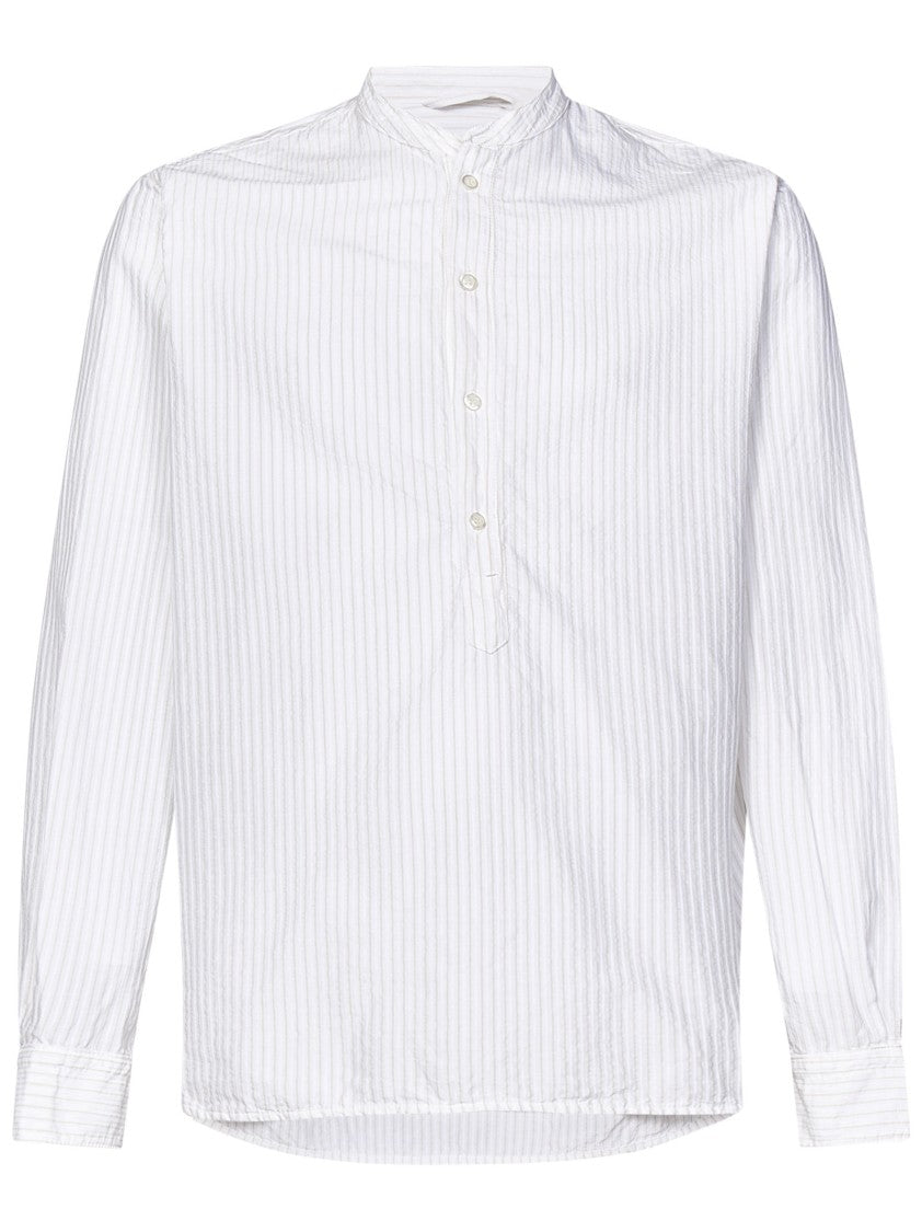 East Harbour Surplus White Cotton Shirt With Mandarin Collar
