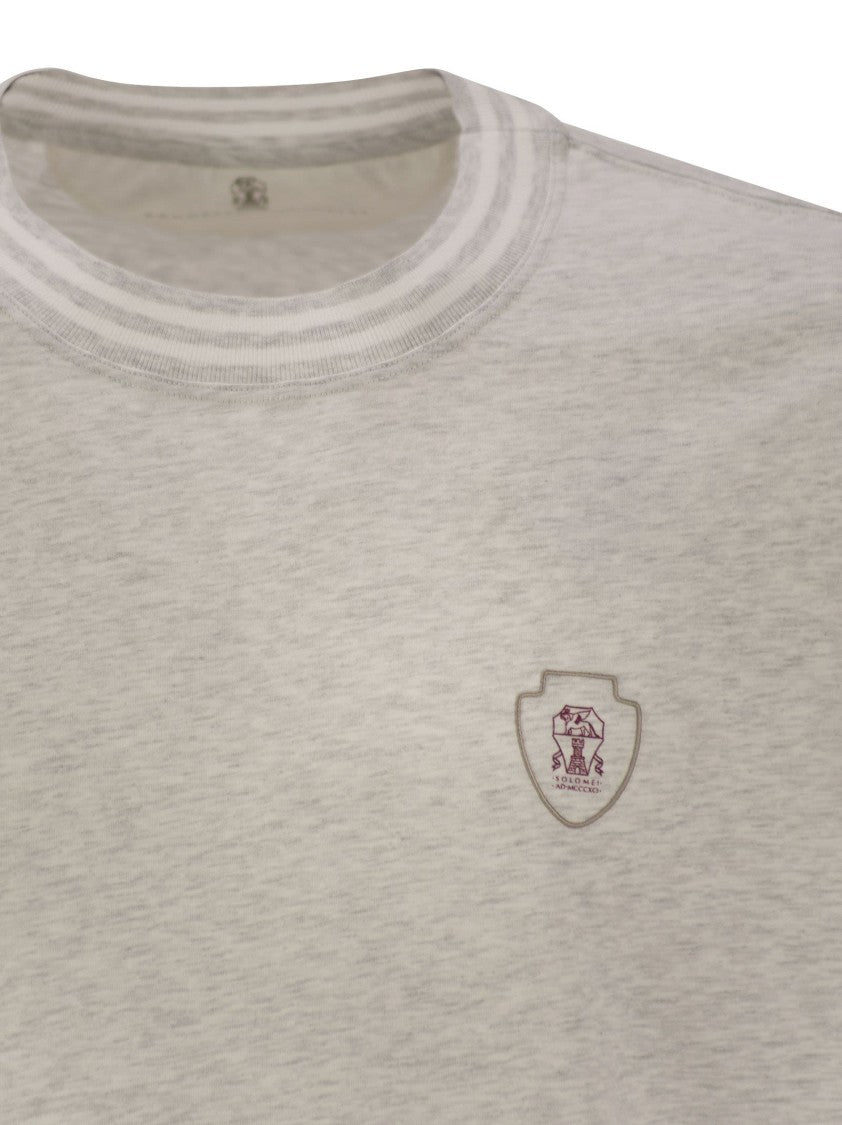 Brunello Cucinelli Cotton T-Shirt With Printed Logo