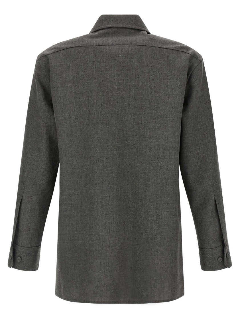 Jil Sander Structured Wool Canvas Shirt With Minimalist Design