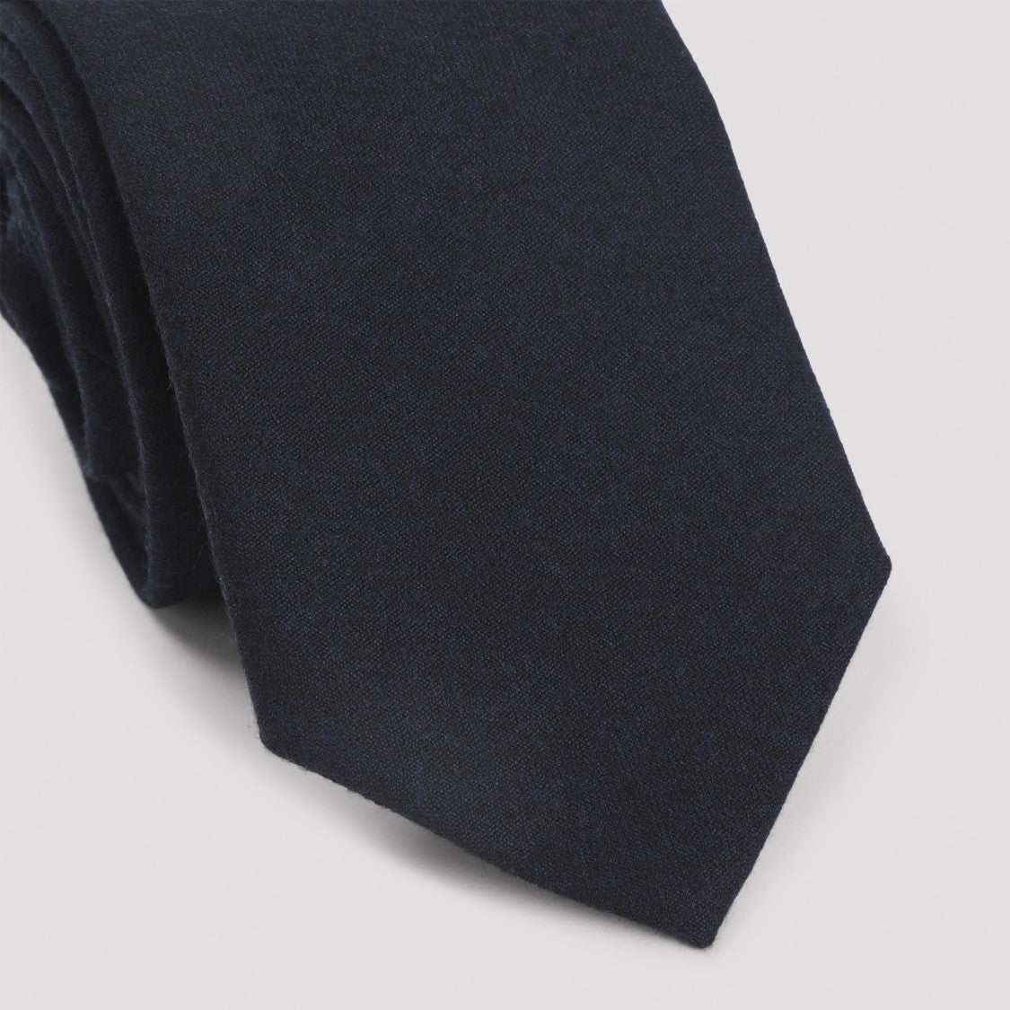 Canali Black 100% Wool Tie With Subtle Weave Detail