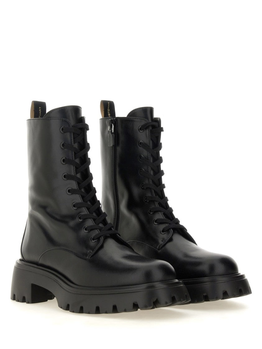 Stuart Weitzman Chunky Sole Black Calf Leather Boots