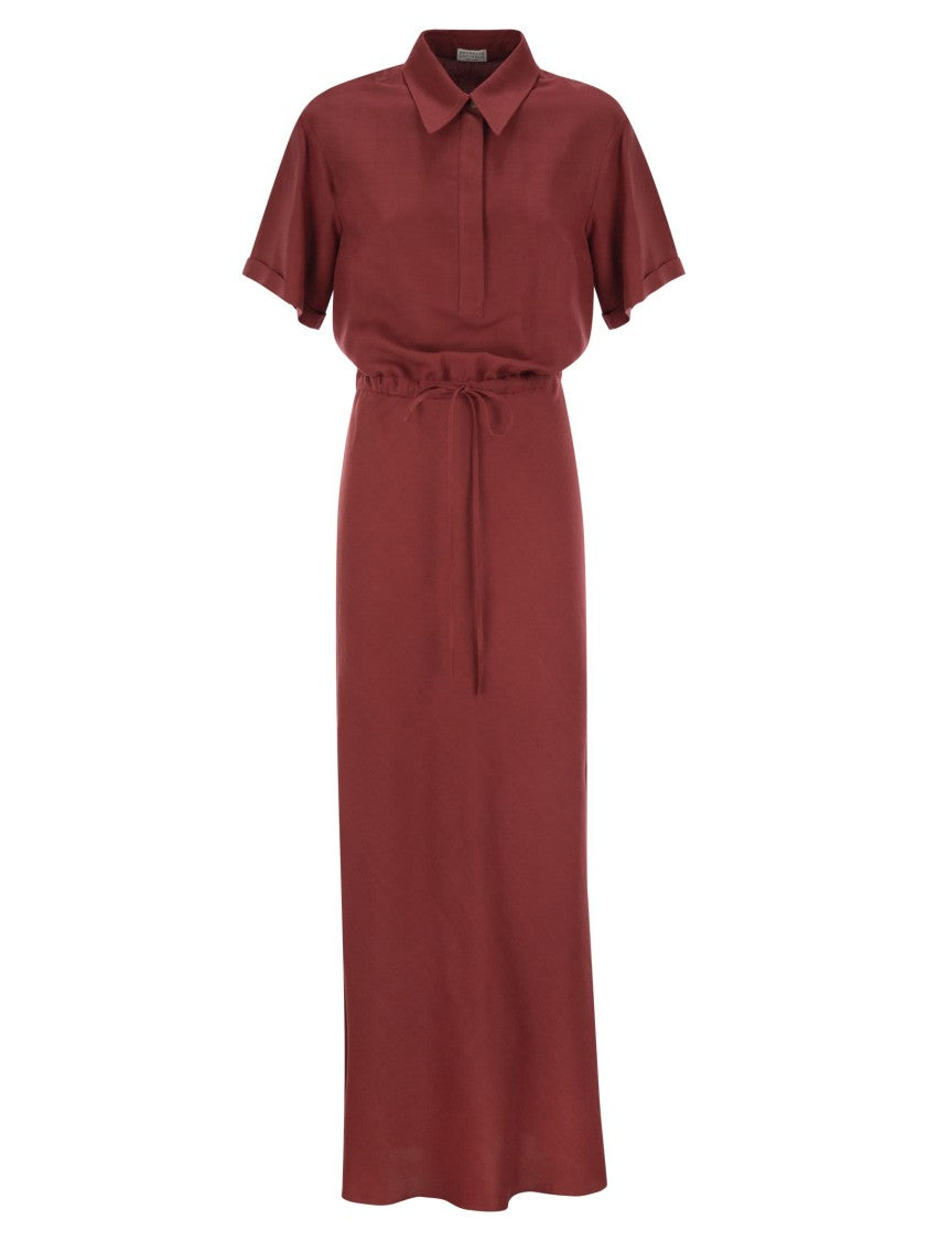 Brunello Cucinelli Fluid Viscose And Linen Twill Dress