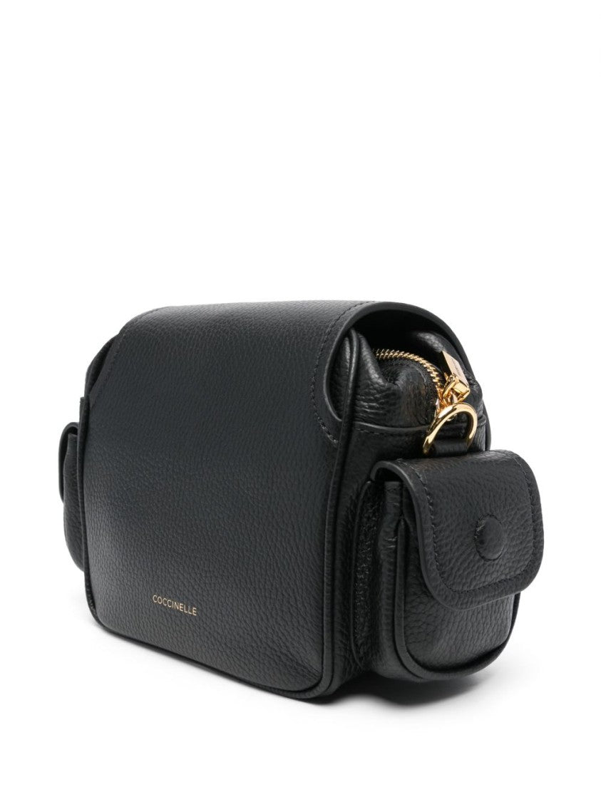 Coccinelle Structured Textured Shoulder Bag With Magnetic Flap Closure