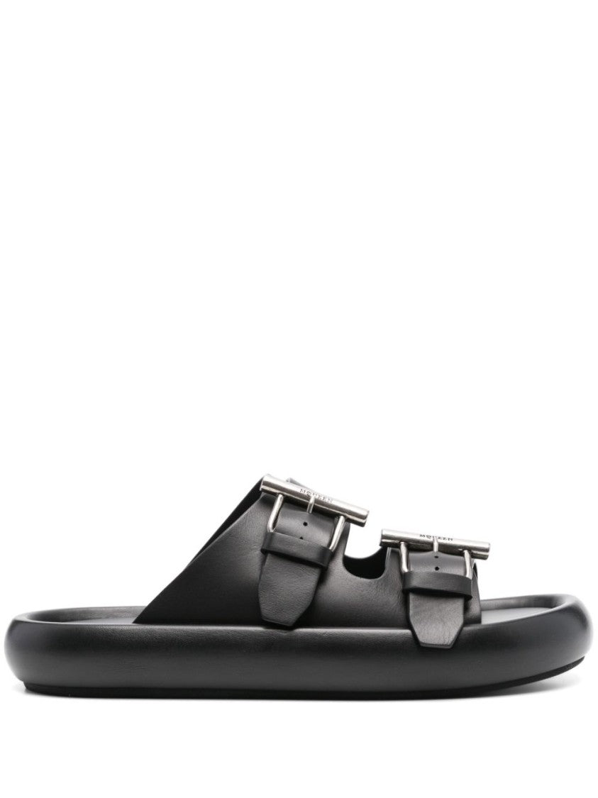 Alexander Mcqueen Double Buckle Black Sandals