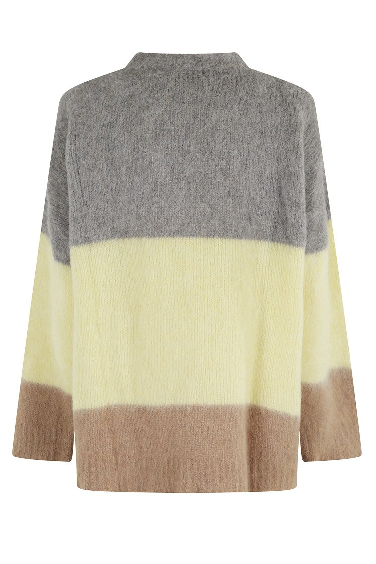 Solotre Relaxed Fit Striped Knit Sweater With Round Neckline