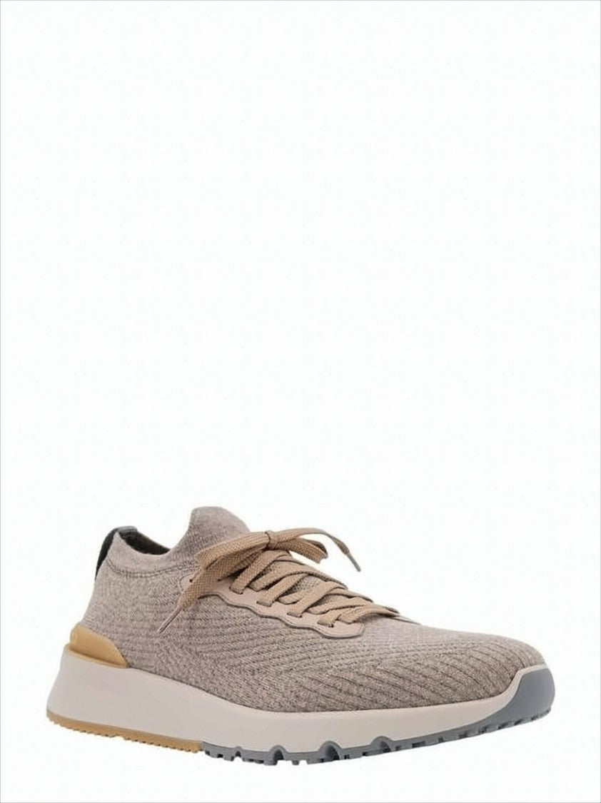 Brunello Cucinelli Knitted Wool Sneakers With Cushioned Rubber Sole