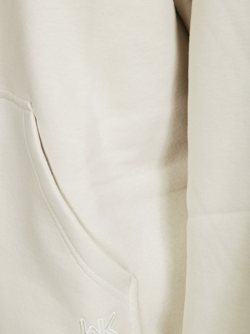 Max Mara Cropped White Hoodie With Front Zipper