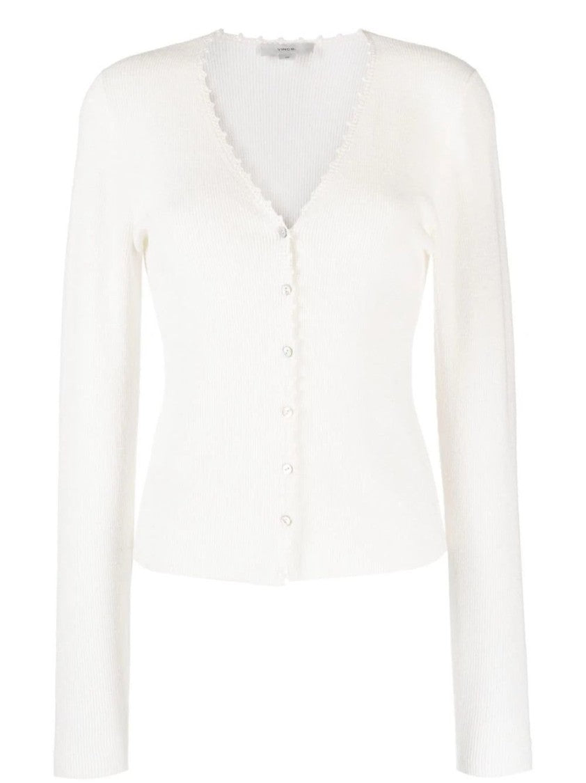 Vince Linen And Nylon Cardigan With Crochet Trim