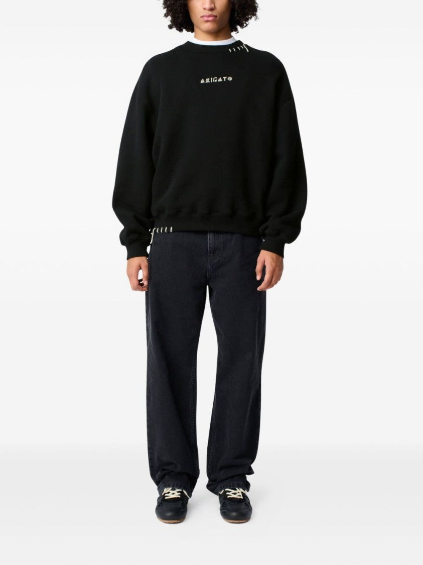 Axel Arigato Embroidered Logo Black Sweatshirt With Drop Shoulder Design