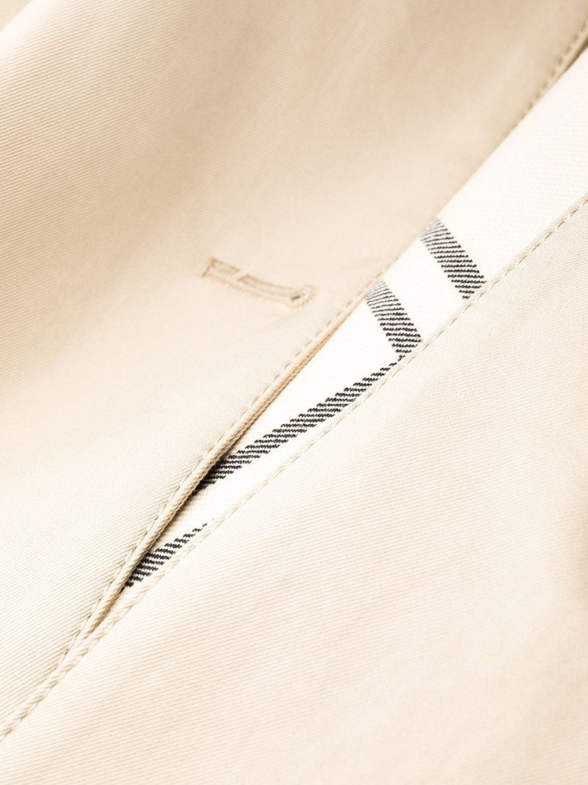 Maison Margiela Structured Beige Long Trench Coat With Belted Waist And Buttoned Cuffs