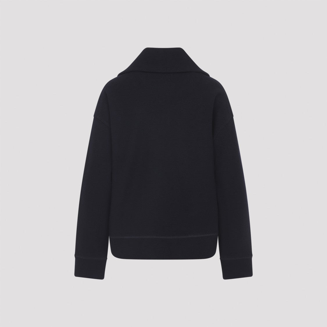 Jil Sander Half-Zip Black Wool Blend Sweatshirt