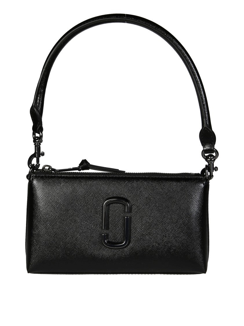 Marc Jacobs Structured Texture Black Handbag With Detachable Chain Strap