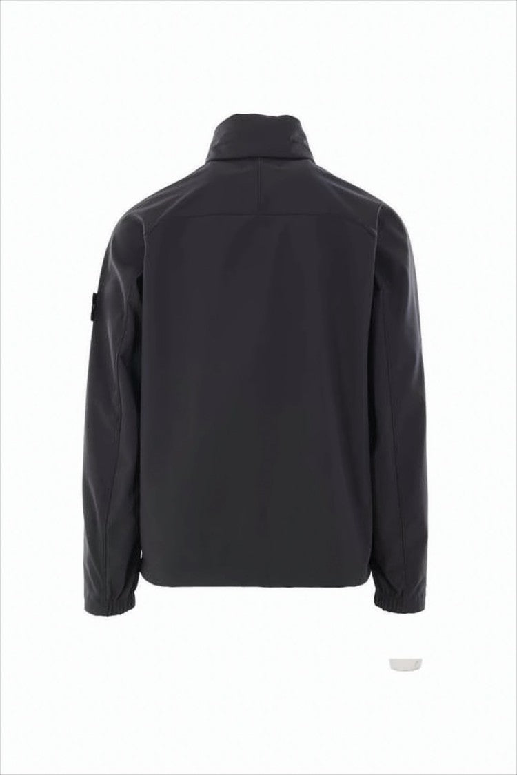 Stone Island Black Jacket With High Collar And Full Zipper