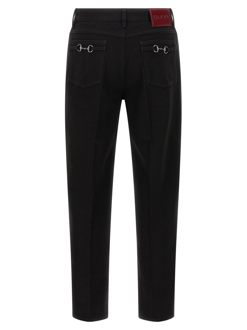 Gucci Cropped Black Jeans With Expanded Pleat