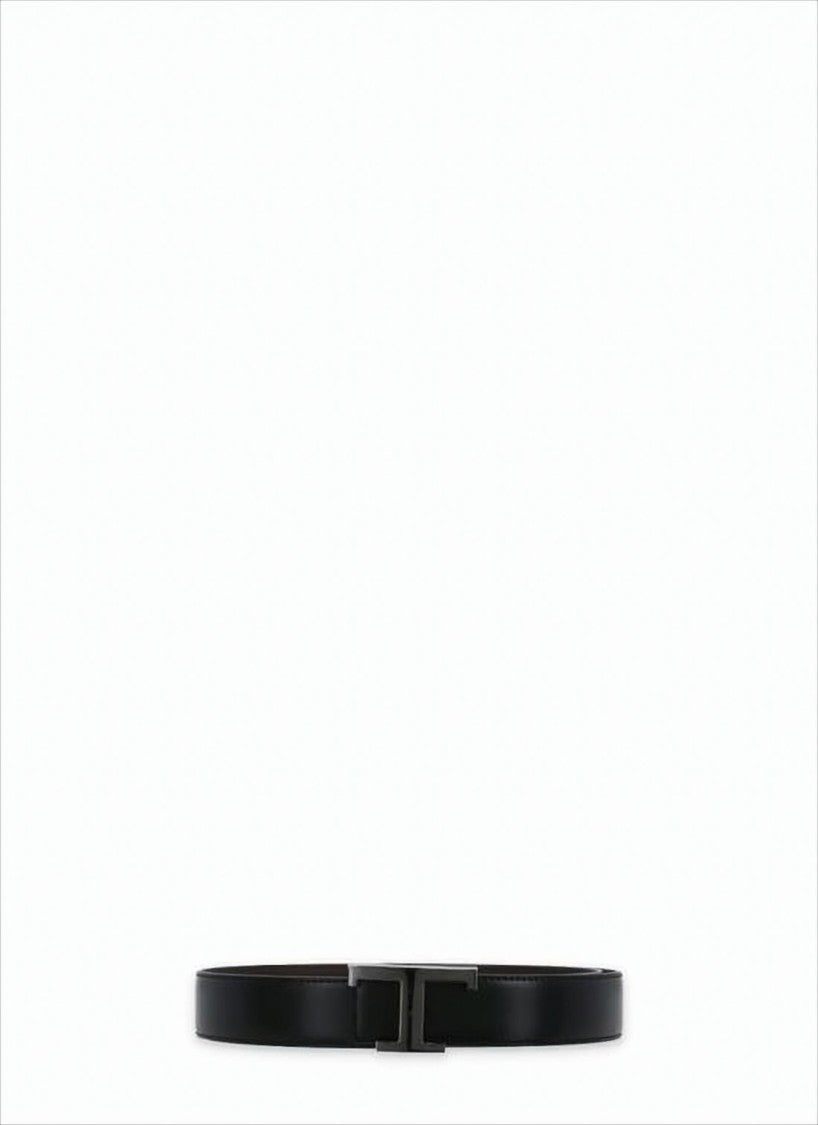 Tod's Leather Belt With Signature Metallic Buckle