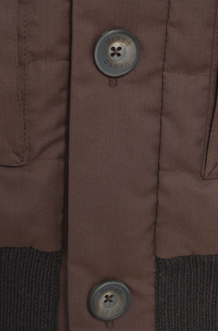 Herno Quilted Jacket With Padded Front And Knit Sleeves