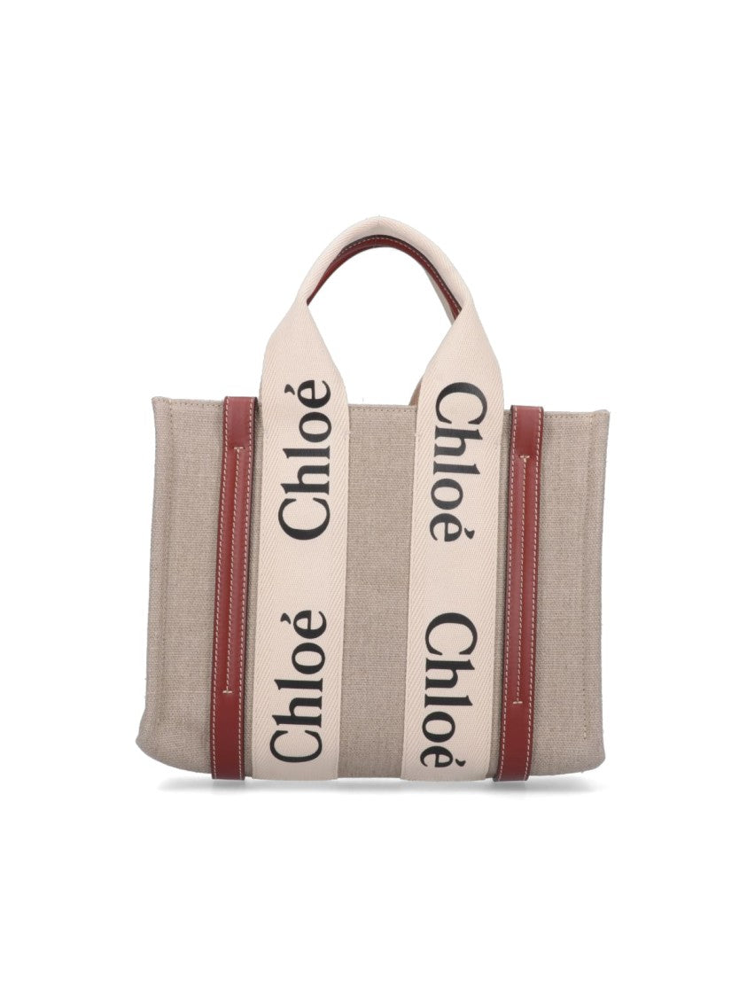 Chloé Structured White Handbag With Bold Branding