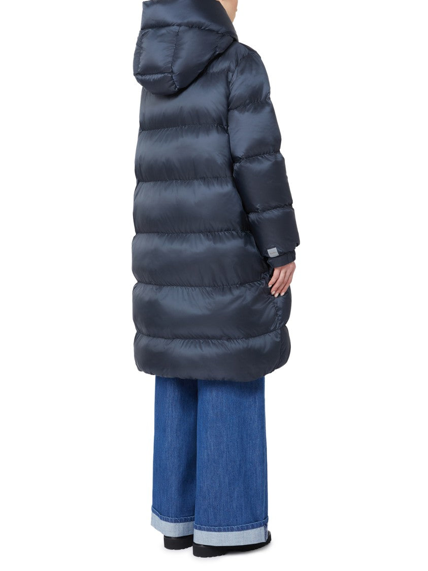 Max Mara Long Padded Down Coat With Horizontal Quilting