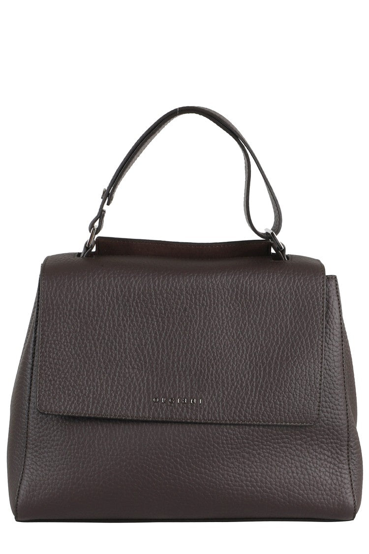 Orciani Structured Dark Brown Leather Shoulder Bag