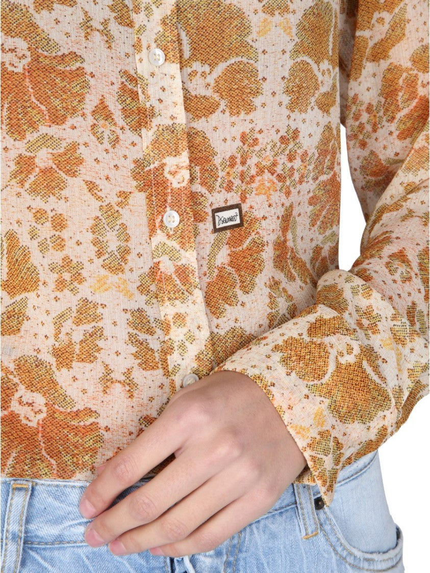 Dsquared2 Textured Crepe Shirt With Classic Collar