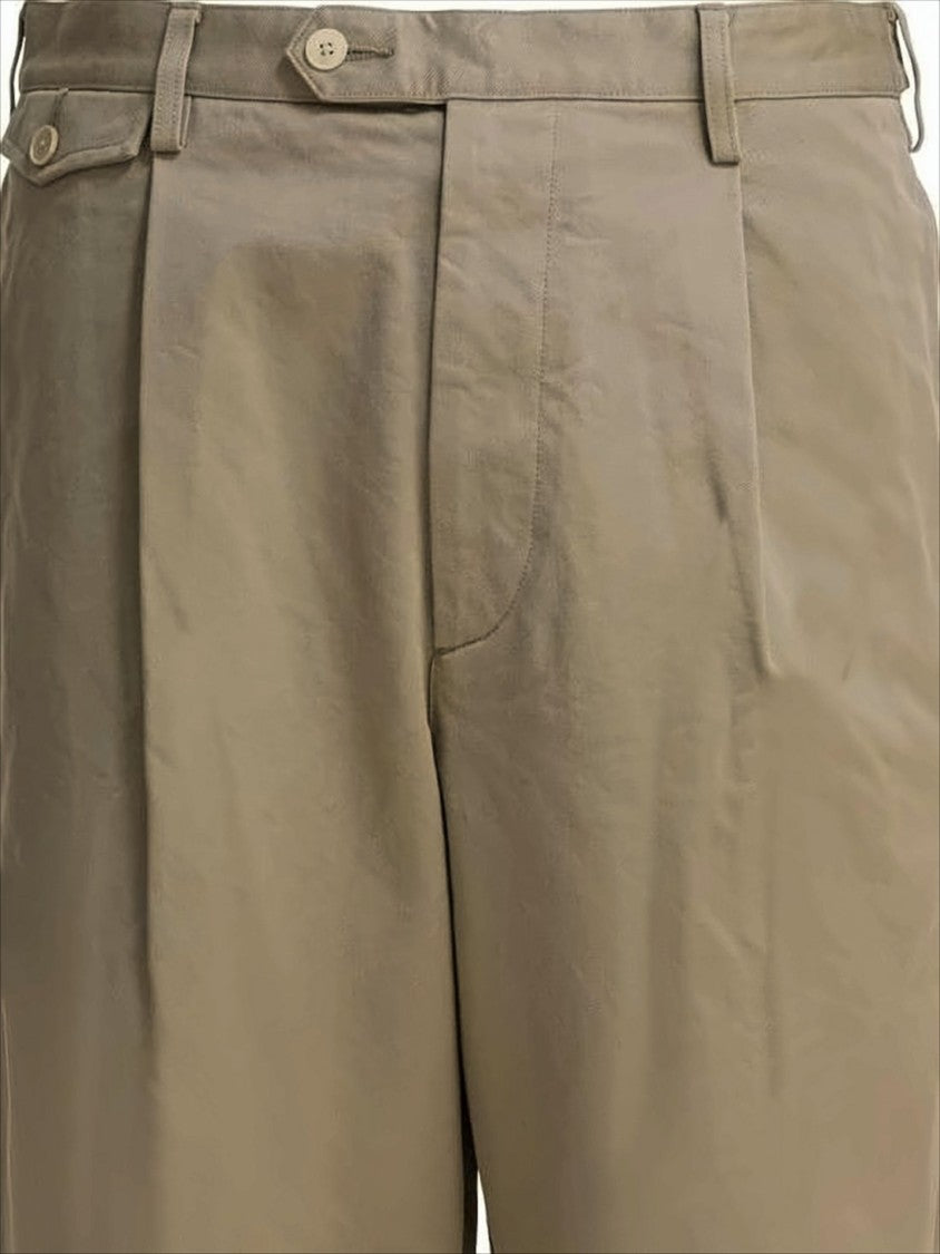 Auralee Brown Straight Pants With Buttoned Side Adjusters