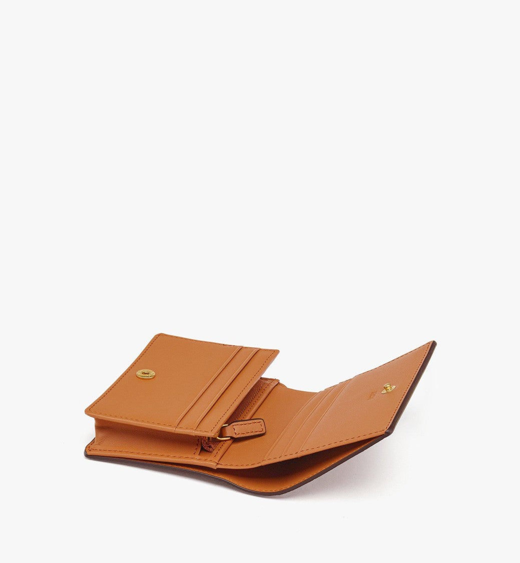 Mcm Embossed Leather Wallet With Noble Laurel Wreath