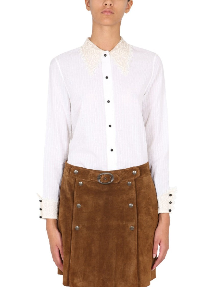 Saint Laurent Long-Sleeved Blouse With Lace Collar