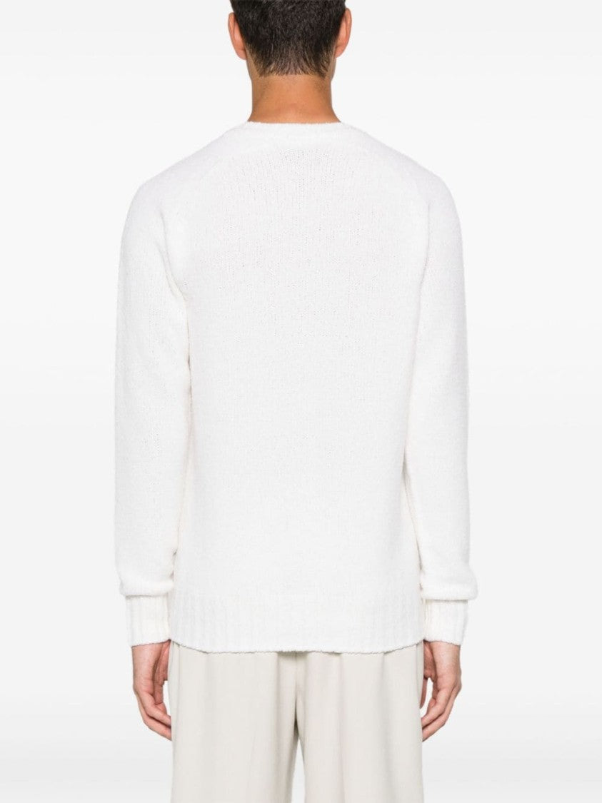 Drumohr White Long Sleeve Crew Neck Sweater