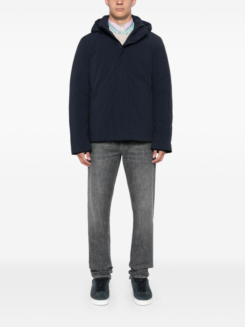 Woolrich Padded Navy Blue Jacket With Detachable Hood