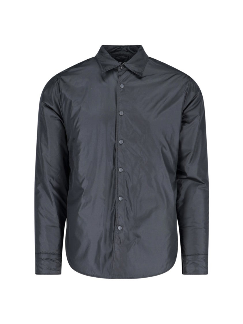 Aspesi Solid Grey Casual Shirt With Traditional Collar And Button-Down Front
