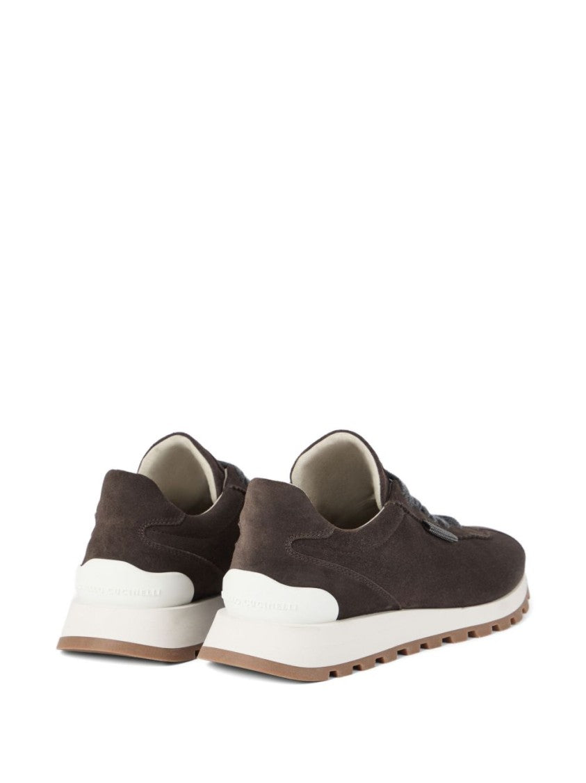 Brunello Cucinelli Sleek Brown Suede Flat Shoes