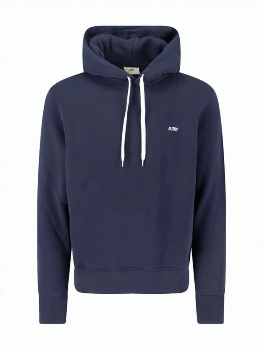 Autry Deep Navy Cotton Hoodie With Drawstring