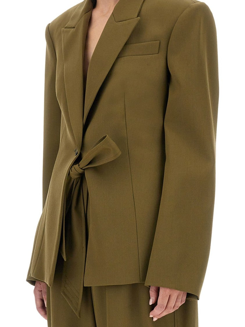 The Attico Tailored Gabardine Jacket With Unique Tie Detail