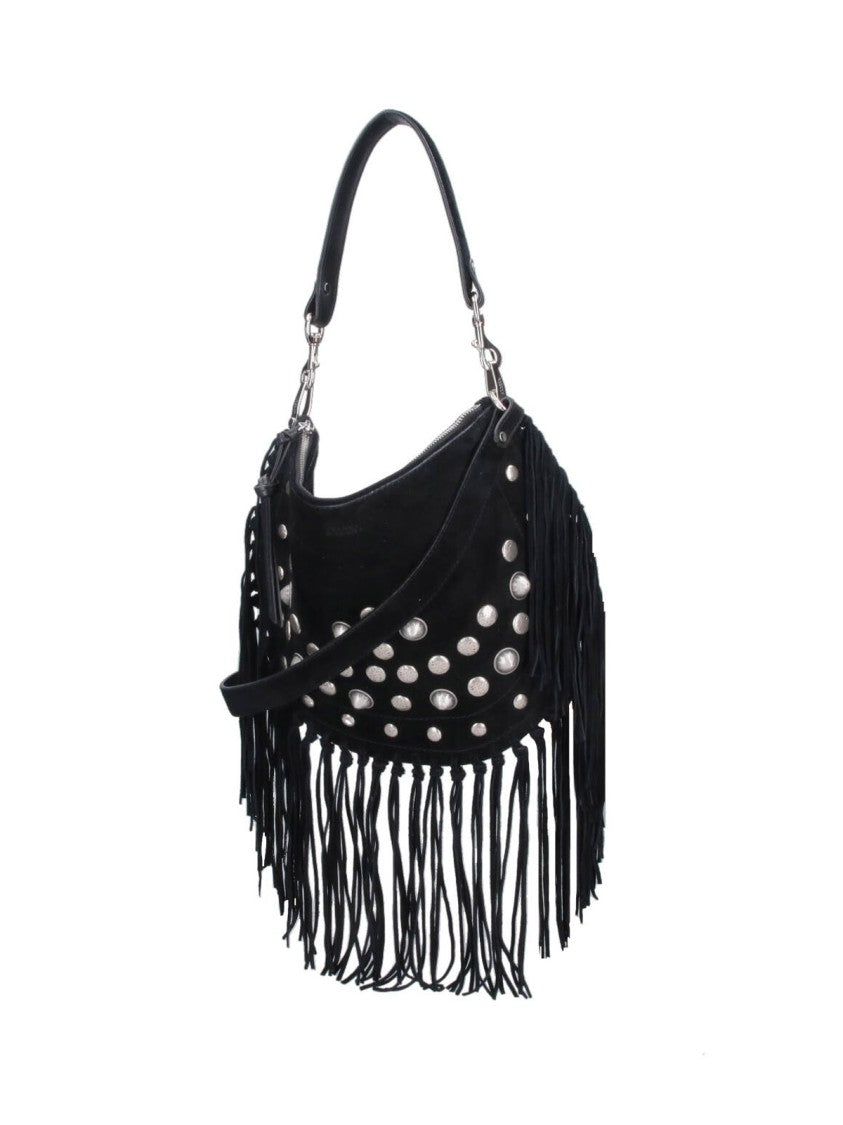 Isabel Marant "Oskan Soft" Fringe Crossbody Bag – Black