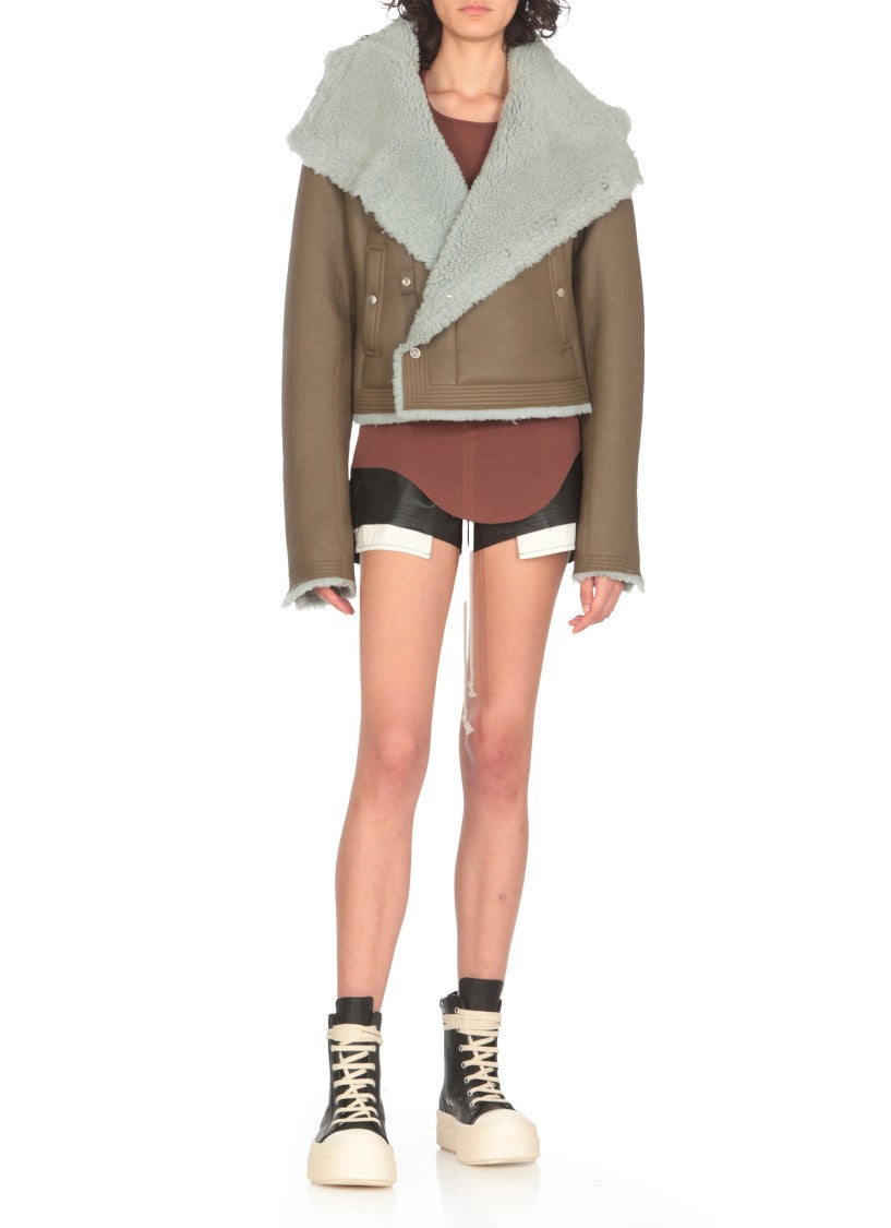 Rick Owens Green Leather Biker