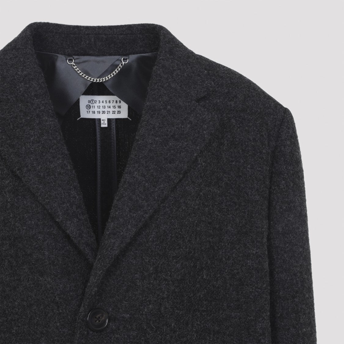 Maison Margiela Mélange Grey Virgin Wool Long Coat With Classic Lapels