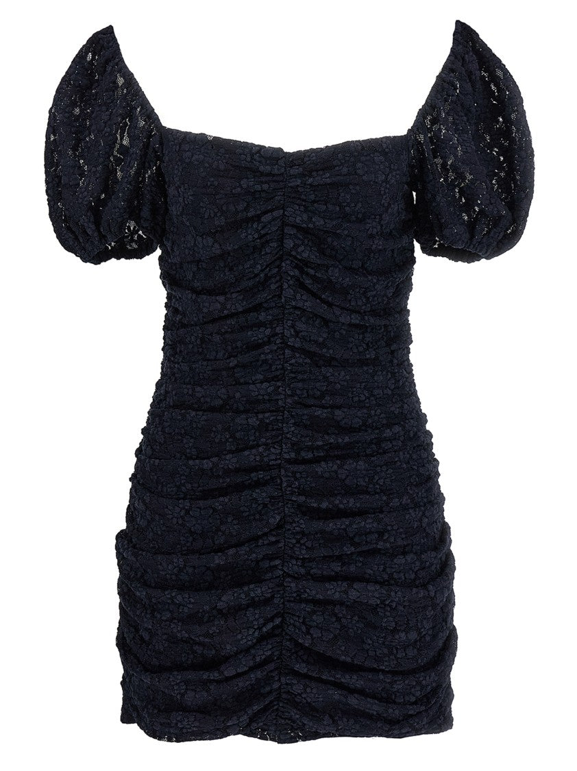 Rotate Birger Christensen Ruched Mini Lace Dress