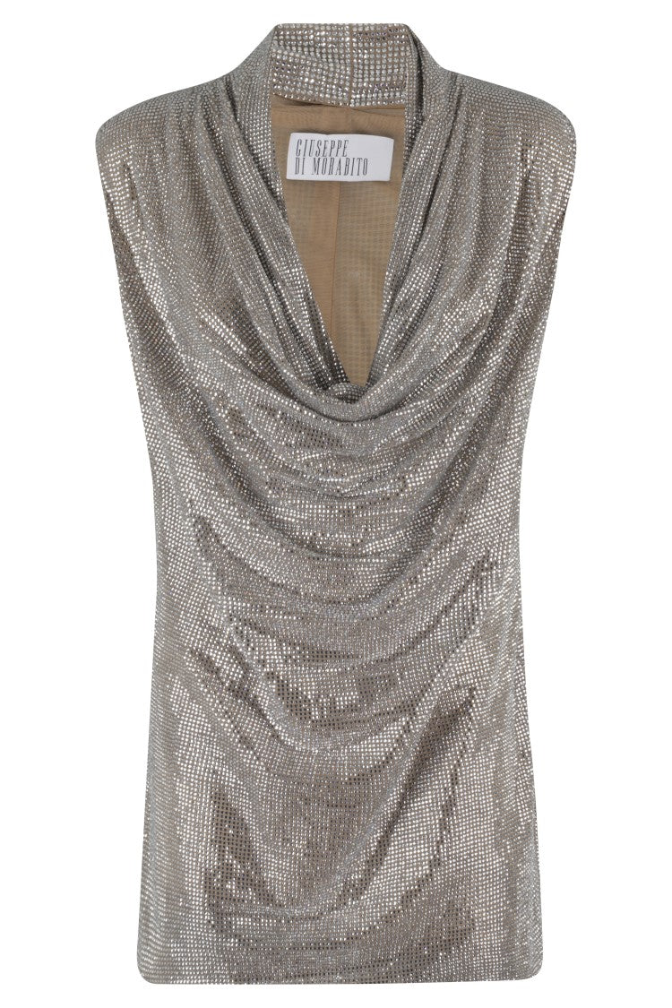 Giuseppe Di Morabito Silver Mini Dress With Draped Neckline