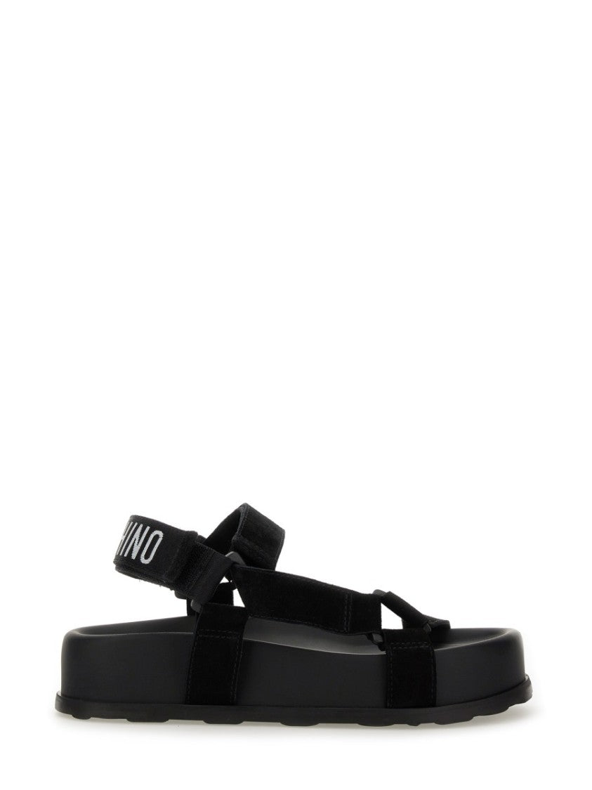 Moschino Black Leather Sandals