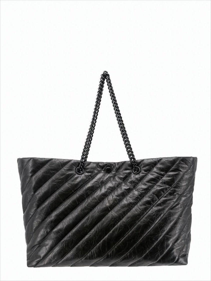 Balenciaga Quilted Calfskin Leather Shoulder Bag With Chain Handles
