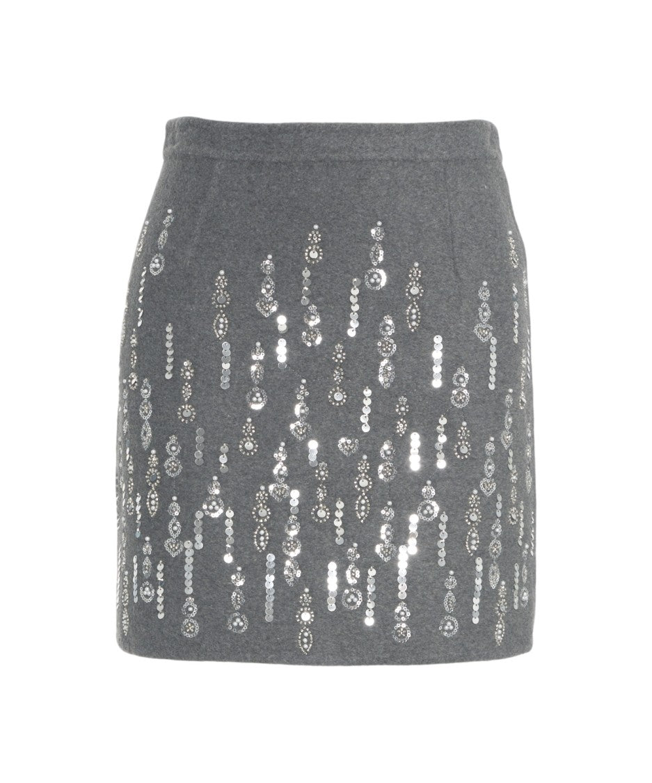 Solotre Mini Skirt With Vertical Sequin Appliqués