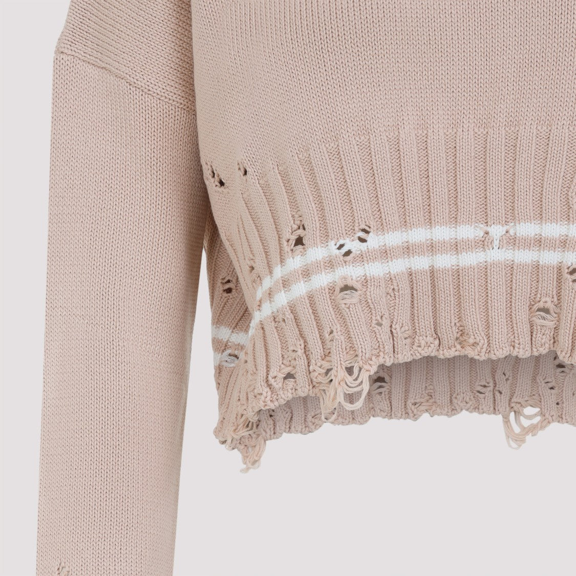 Marni Textured Knit Cropped Sweater With Lace Trim